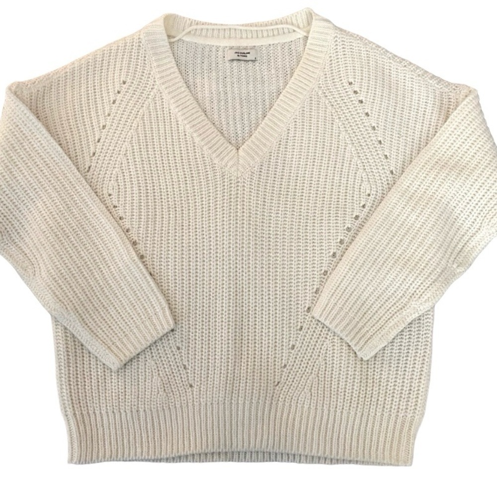 ASOS CHUNKY V-NECK WHITE SWEATER SIZE SMALL